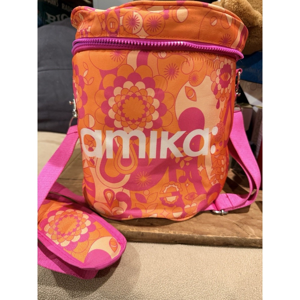 Amika Signature Print Portable Round Cooler Bag Insulated Soft Collapsible
